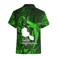French Polynesia Tahiti Hawaiian Shirt Polynesian Shark Tattoo With Hibiscus Green Version LT14 - Polynesian Pride