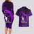 French Polynesia Bora Bora Couples Matching Long Sleeve Bodycon Dress and Hawaiian Shirt Polynesian Shark Tattoo With Hibiscus Purple Version LT14 - Polynesian Pride