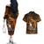 French Polynesia Bora Bora Couples Matching Off The Shoulder Long Sleeve Dress and Hawaiian Shirt Polynesian Shark Tattoo With Hibiscus Red Version LT14 - Polynesian Pride