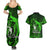 French Polynesia Bora Bora Couples Matching Summer Maxi Dress and Hawaiian Shirt Polynesian Shark Tattoo With Hibiscus Green Version LT14 - Polynesian Pride