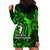 French Polynesia Bora Bora Hoodie Dress Polynesian Shark Tattoo With Hibiscus Green Version LT14 - Polynesian Pride