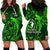 French Polynesia Bora Bora Hoodie Dress Polynesian Shark Tattoo With Hibiscus Green Version LT14 - Polynesian Pride