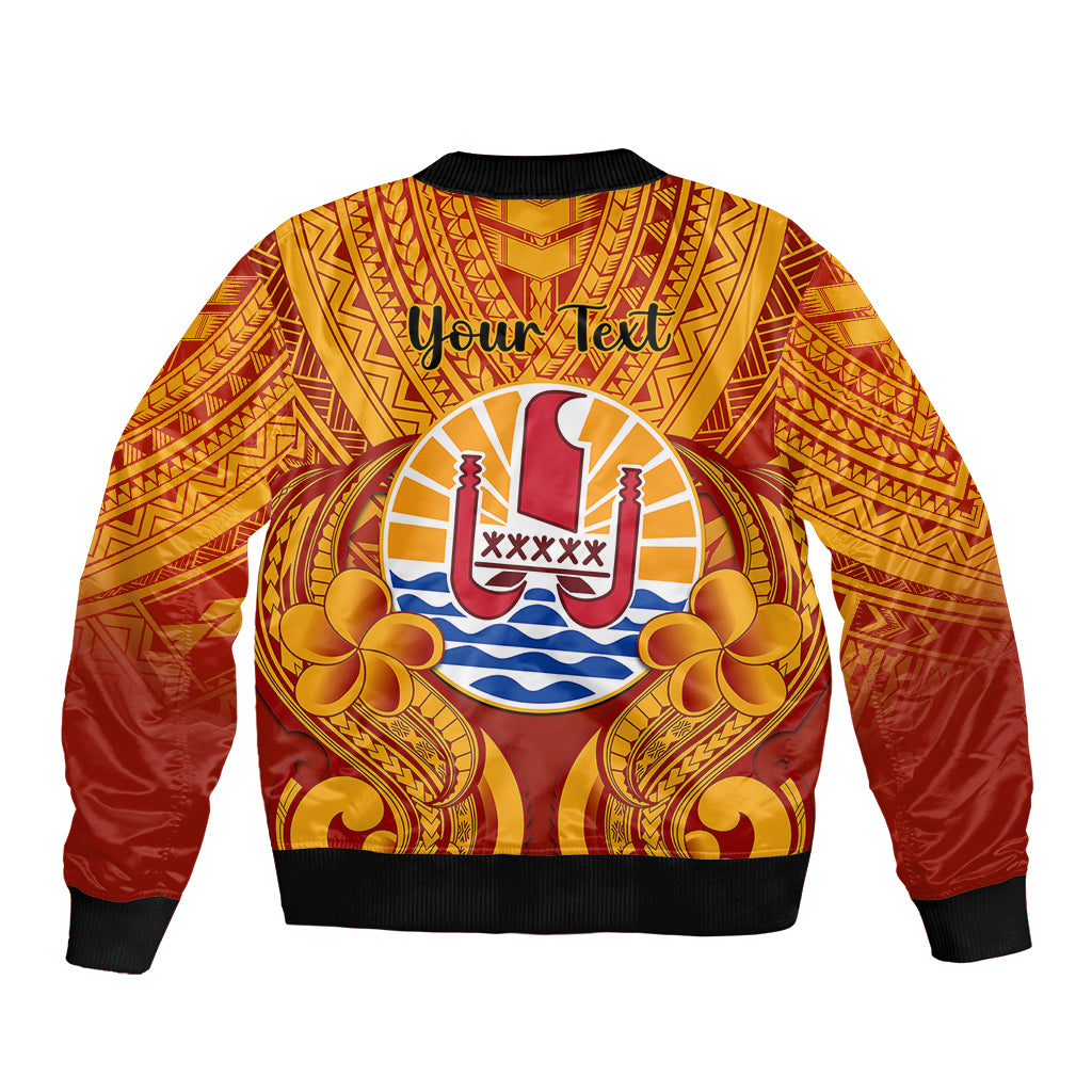 Personalised French Polynesia Bomber Jacket Coat Of Arms With Polynesian Plumeria LT14 - Polynesian Pride