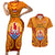 Personalised French Polynesia Couples Matching Short Sleeve Bodycon Dress and Hawaiian Shirt Coat Of Arms With Polynesian Plumeria LT14 Red - Polynesian Pride