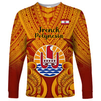 Personalised French Polynesia Long Sleeve Shirt Coat Of Arms With Polynesian Plumeria LT14 Unisex Red - Polynesian Pride