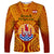 Personalised French Polynesia Long Sleeve Shirt Coat Of Arms With Polynesian Plumeria LT14 Unisex Red - Polynesian Pride