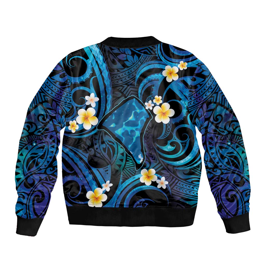 Tokelau Fakaofo Atoll Bomber Jacket Polynesian Tattoo Plumeria With Map