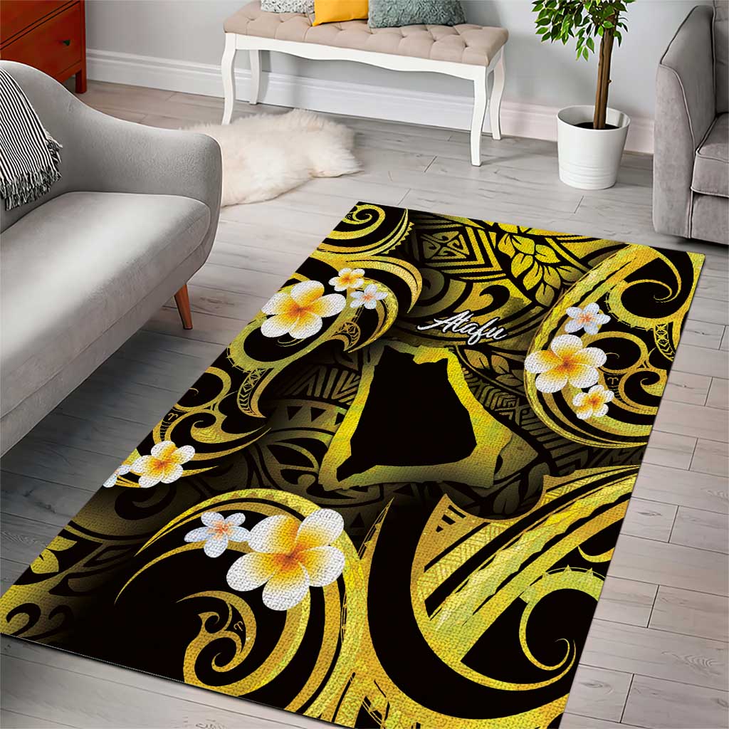 Tokelau Atafu Atoll Area Rug Polynesian Tattoo Plumeria With Map