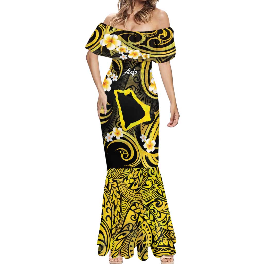 Tokelau Atafu Atoll Mermaid Dress Polynesian Tattoo Plumeria With Map