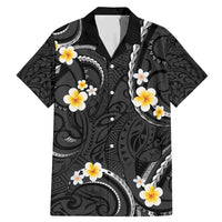 Black And Gray Family Matching Mermaid Dress and Hawaiian Shirt Curves Polynesian Tattoo Mix Plumeria Flowers LT14 Dad's Shirt - Short Sleeve Gray - Polynesian Pride
