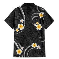Black And Gray Family Matching Mermaid Dress and Hawaiian Shirt Curves Polynesian Tattoo Mix Plumeria Flowers LT14 - Polynesian Pride