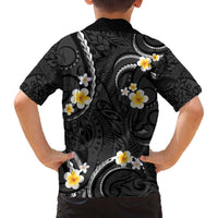 Black And Gray Family Matching Puletasi and Hawaiian Shirt Curves Polynesian Tattoo Mix Plumeria Flowers LT14 - Polynesian Pride