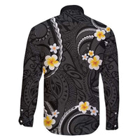 Black And Gray Family Matching Short Sleeve Bodycon Dress and Hawaiian Shirt Curves Polynesian Tattoo Mix Plumeria Flowers LT14 - Polynesian Pride