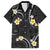 Black And Gray Hawaiian Shirt Curves Polynesian Tattoo Mix Plumeria Flowers