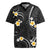 Black And Gray Rugby Jersey Curves Polynesian Tattoo Mix Plumeria Flowers