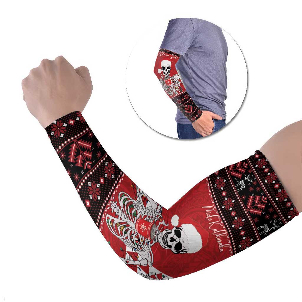 Personalized Hawaii Skull Christmas Arm Sleeves Mele Kalikimaka Hawaiian Kakau - Polynesian Pride