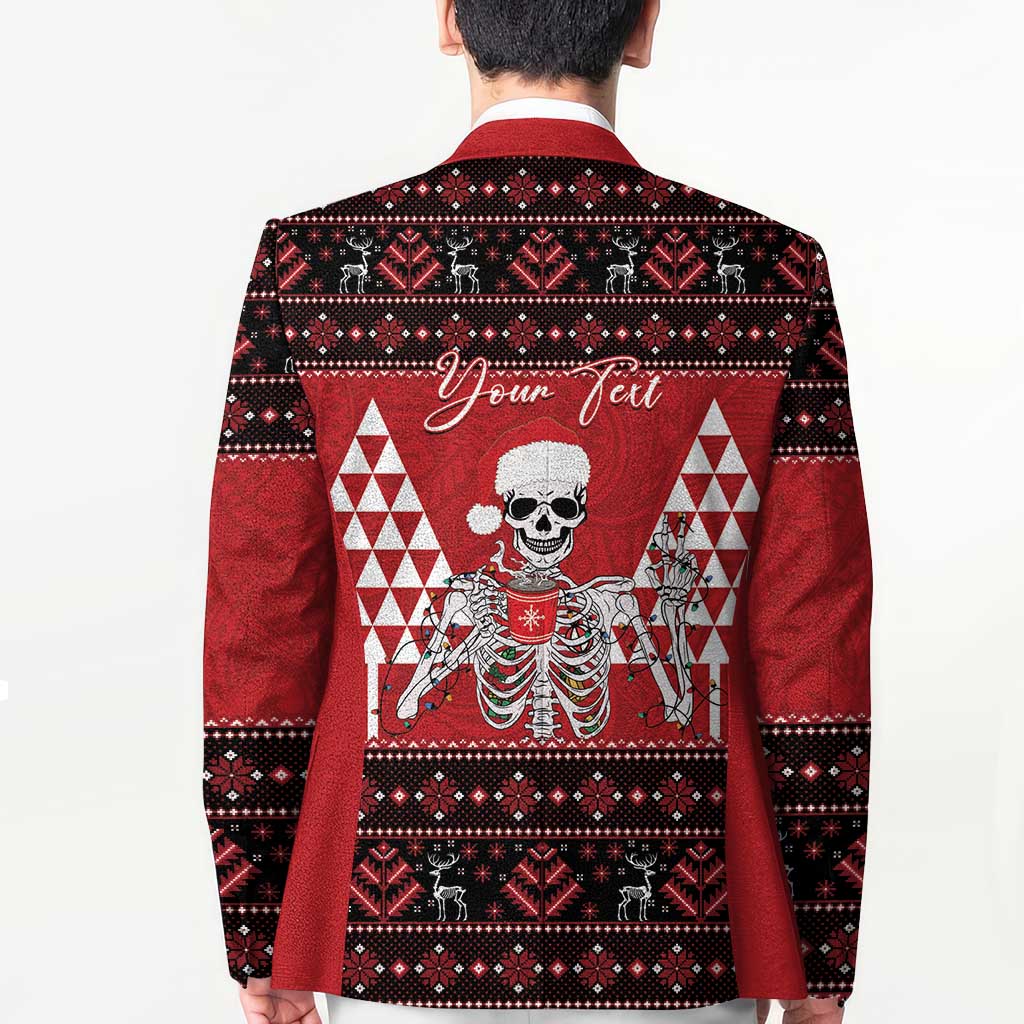 Personalized Hawaii Skull Christmas Blazer Mele Kalikimaka Hawaiian Kakau - Polynesian Pride