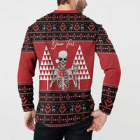 Personalized Hawaii Skull Christmas Button Sweatshirt Mele Kalikimaka Hawaiian Kakau - Polynesian Pride