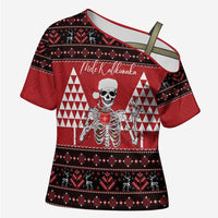 Personalized Hawaii Skull Christmas Cross Shoulder Shirt Mele Kalikimaka Hawaiian Kakau - Polynesian Pride