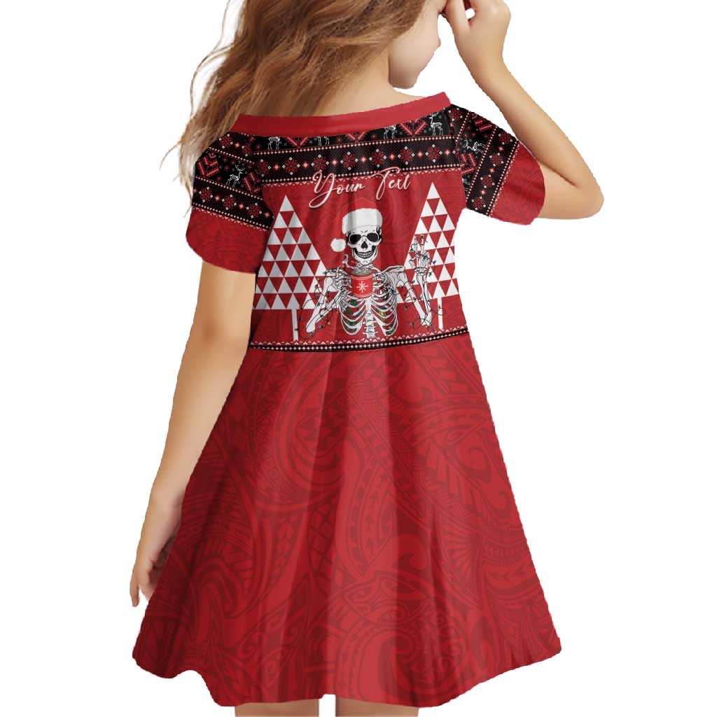 Personalized Hawaii Skull Christmas Family Matching Long Sleeve Bodycon Dress and Hawaiian Shirt Mele Kalikimaka Hawaiian Kakau LT14 - Polynesian Pride