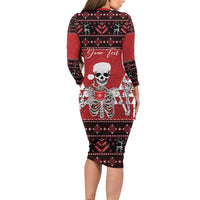 Personalized Hawaii Skull Christmas Family Matching Long Sleeve Bodycon Dress and Hawaiian Shirt Mele Kalikimaka Hawaiian Kakau LT14 - Polynesian Pride