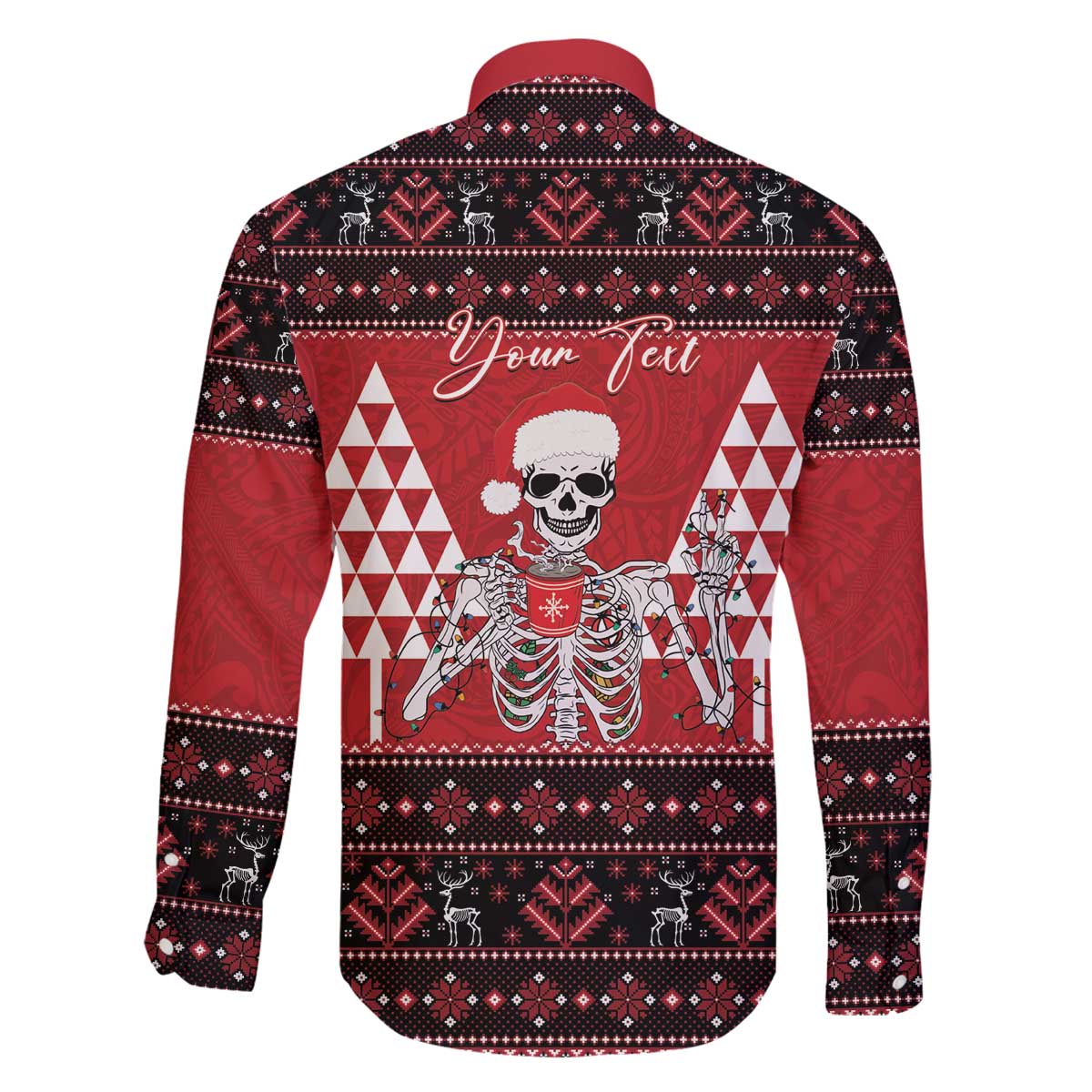 Personalized Hawaii Skull Christmas Family Matching Off The Shoulder Long Sleeve Dress and Hawaiian Shirt Mele Kalikimaka Hawaiian Kakau - Polynesian Pride