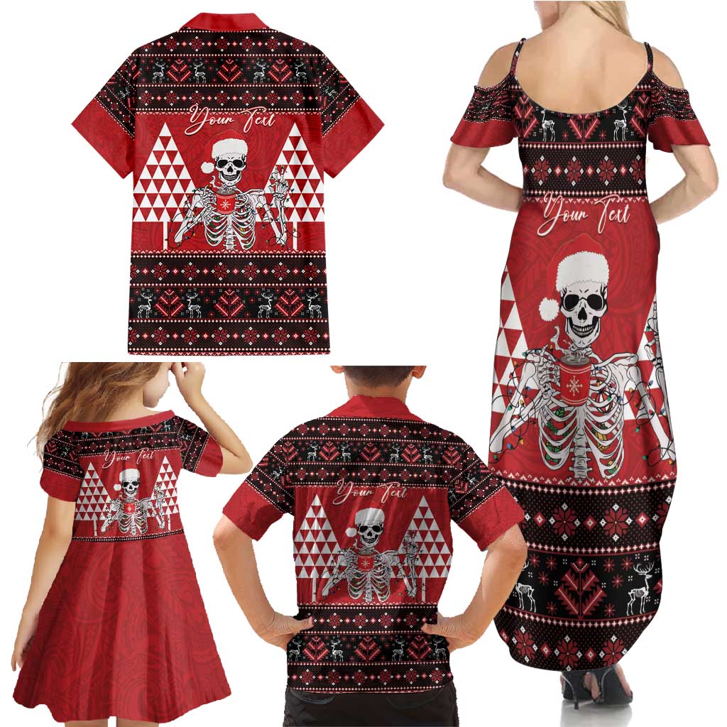 Personalized Hawaii Skull Christmas Family Matching Summer Maxi Dress and Hawaiian Shirt Mele Kalikimaka Hawaiian Kakau LT14 - Polynesian Pride