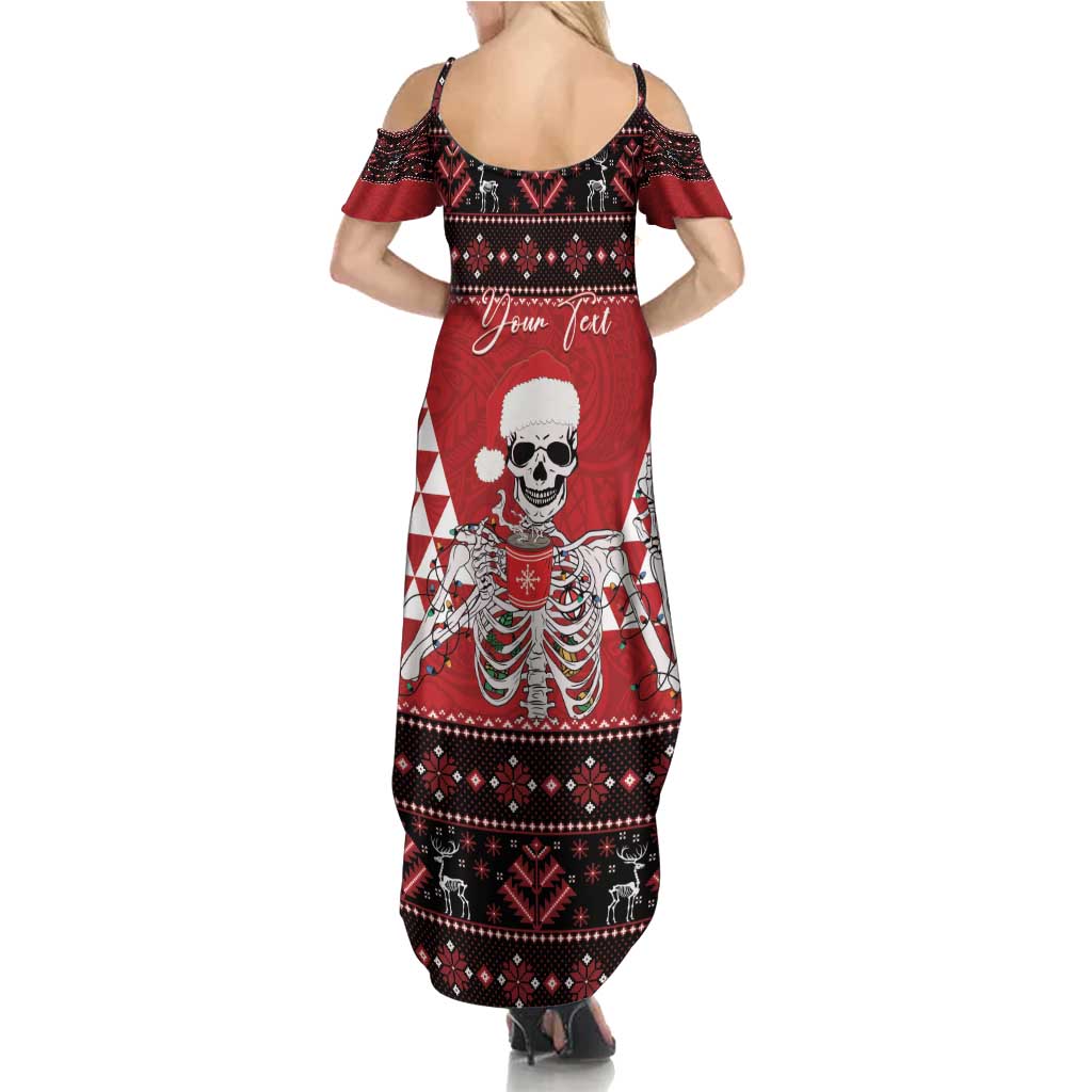 Personalized Hawaii Skull Christmas Family Matching Summer Maxi Dress and Hawaiian Shirt Mele Kalikimaka Hawaiian Kakau LT14 - Polynesian Pride