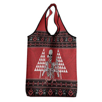 Personalized Hawaii Skull Christmas Grocery Bag Mele Kalikimaka Hawaiian Kakau - Polynesian Pride