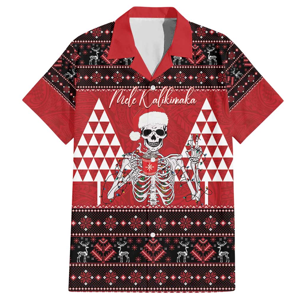 Personalized Hawaii Skull Christmas Hawaiian Shirt Mele Kalikimaka Hawaiian Kakau - Polynesian Pride