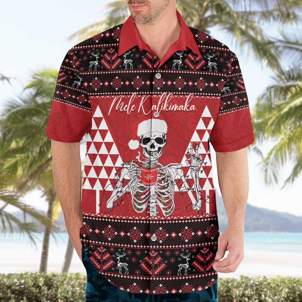 Personalized Hawaii Skull Christmas Hawaiian Shirt Mele Kalikimaka Hawaiian Kakau - Polynesian Pride