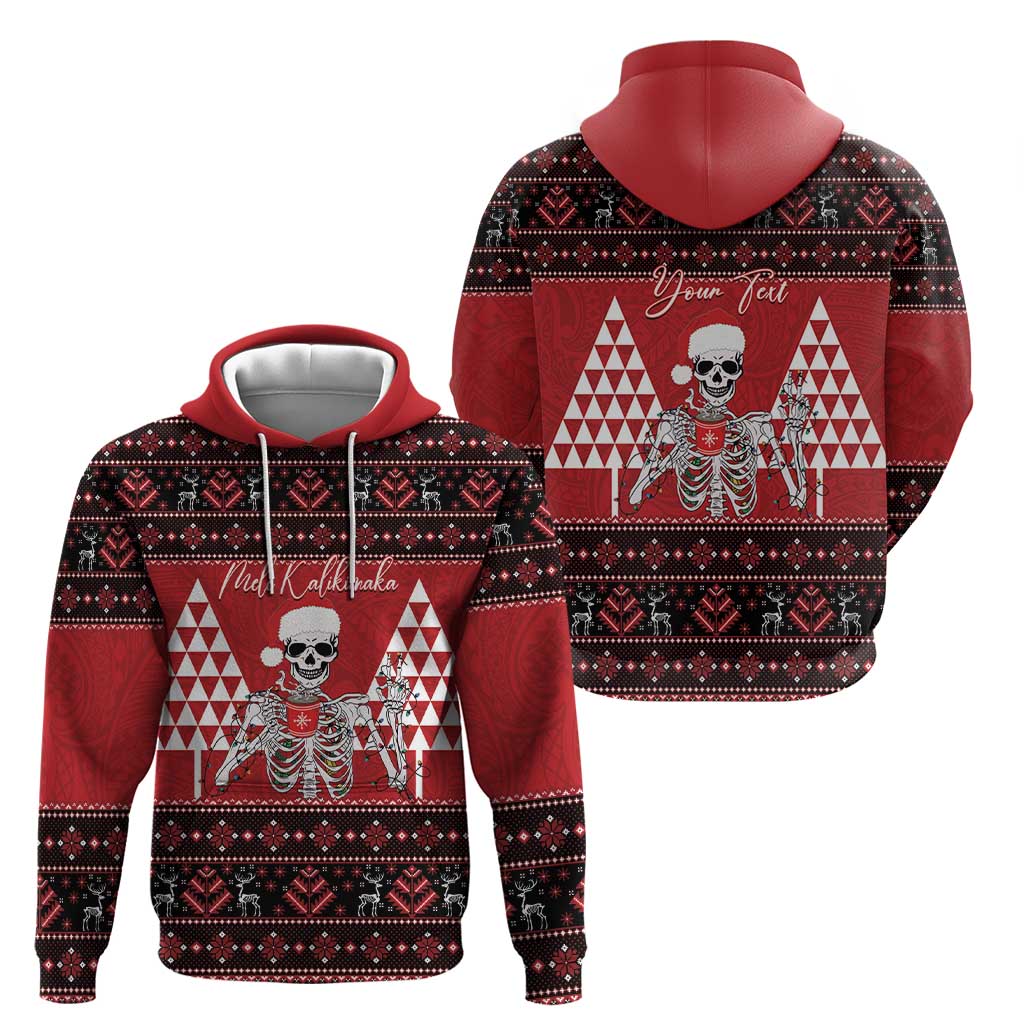Personalized Hawaii Skull Christmas Hoodie Mele Kalikimaka Hawaiian Kakau - Polynesian Pride