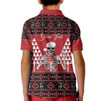 Personalized Hawaii Skull Christmas Kid Polo Shirt Mele Kalikimaka Hawaiian Kakau - Polynesian Pride