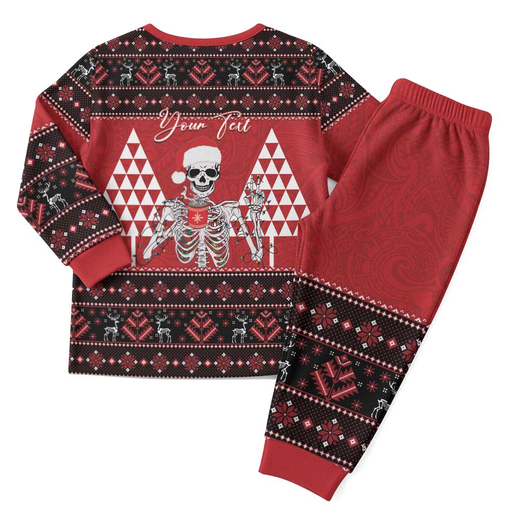 Personalized Hawaii Skull Christmas Pajama Set Mele Kalikimaka Hawaiian Kakau - Polynesian Pride