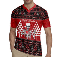 Personalized Hawaii Skull Christmas Rugby Jersey Mele Kalikimaka Hawaiian Kakau - Polynesian Pride