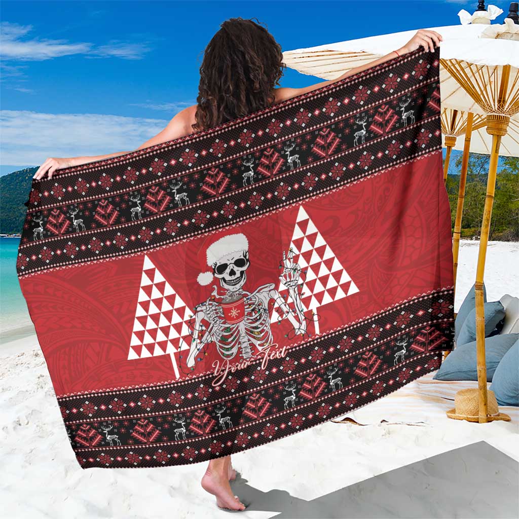 Personalized Hawaii Skull Christmas Sarong Mele Kalikimaka Hawaiian Kakau - Polynesian Pride