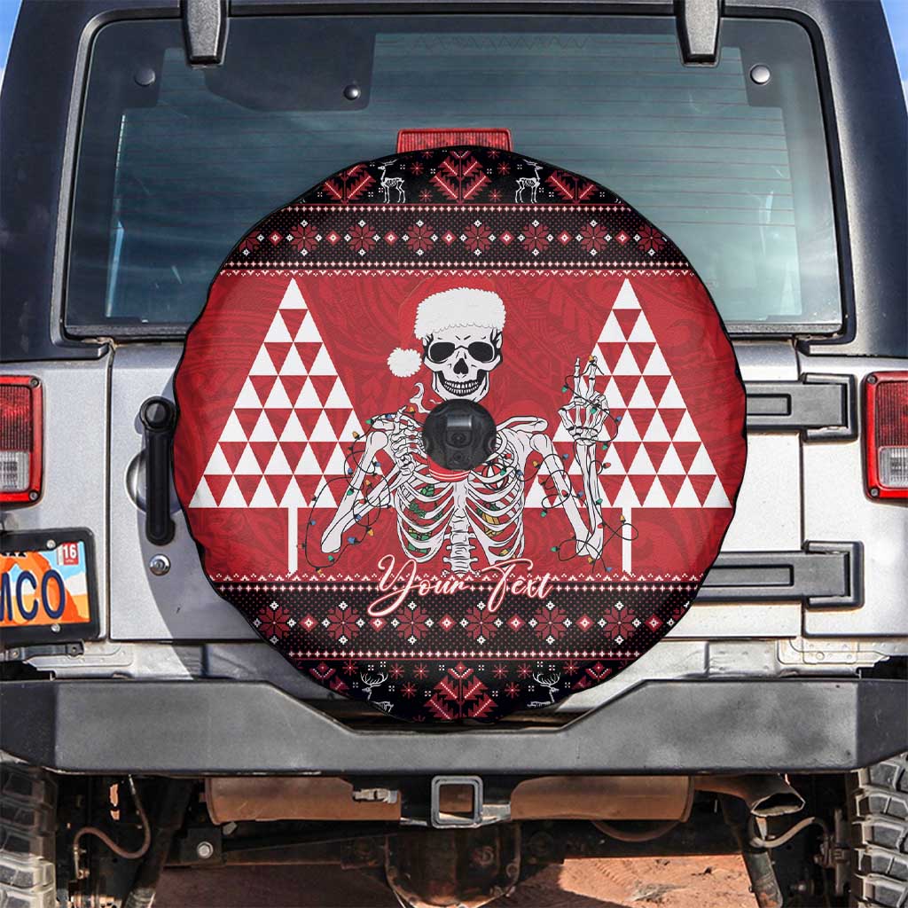 Personalized Hawaii Skull Christmas Spare Tire Cover Mele Kalikimaka Hawaiian Kakau - Polynesian Pride
