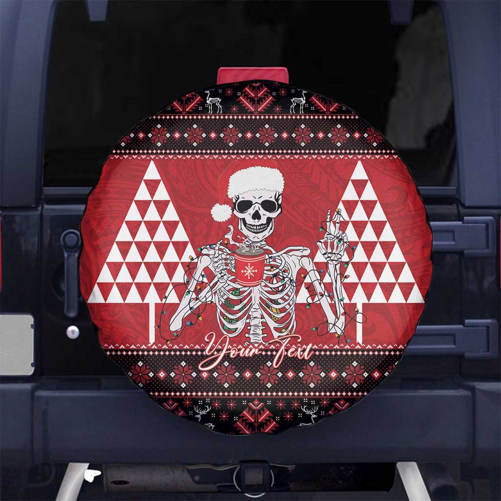 Personalized Hawaii Skull Christmas Spare Tire Cover Mele Kalikimaka Hawaiian Kakau - Polynesian Pride