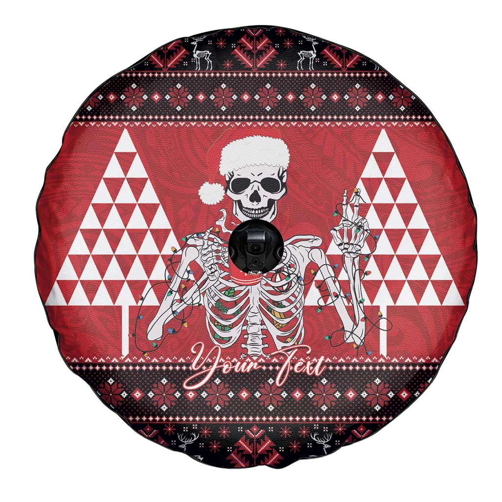 Personalized Hawaii Skull Christmas Spare Tire Cover Mele Kalikimaka Hawaiian Kakau - Polynesian Pride