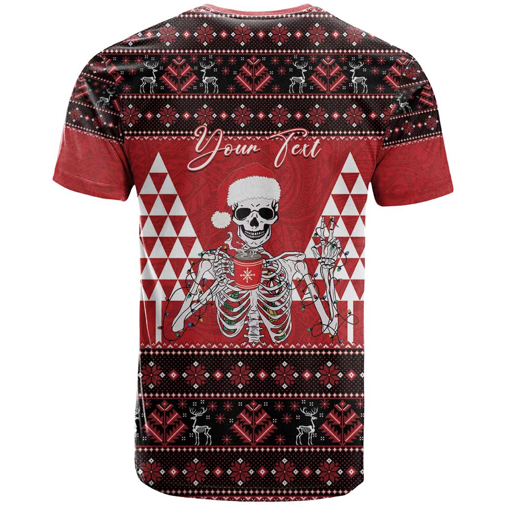 Personalized Hawaii Skull Christmas T Shirt Mele Kalikimaka Hawaiian Kakau - Polynesian Pride