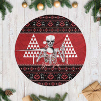 Personalized Hawaii Skull Christmas Tree Skirt Mele Kalikimaka Hawaiian Kakau LT14 Casual Red - Polynesian Pride