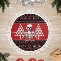 Personalized Hawaii Skull Christmas Tree Skirt Mele Kalikimaka Hawaiian Kakau LT14 Fringed Red - Polynesian Pride