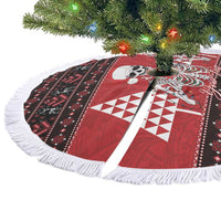 Personalized Hawaii Skull Christmas Tree Skirt Mele Kalikimaka Hawaiian Kakau LT14 - Polynesian Pride