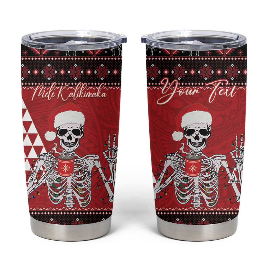 Personalized Hawaii Skull Christmas Tumbler Cup Mele Kalikimaka Hawaiian Kakau - Polynesian Pride