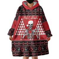 Personalized Hawaii Skull Christmas Wearable Blanket Hoodie Mele Kalikimaka Hawaiian Kakau - Polynesian Pride