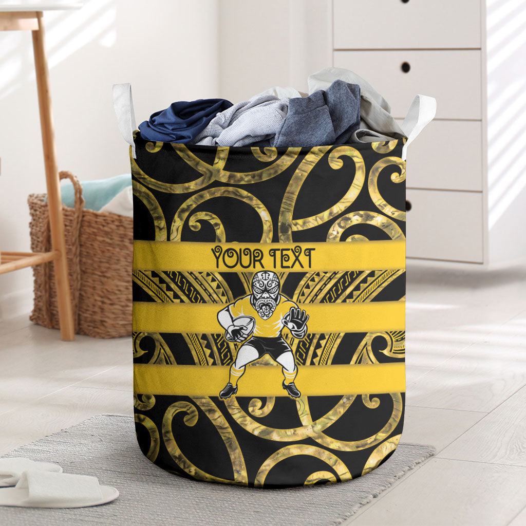 Taranaki Custom Rugby New Zealand Laundry Basket Aotearoa Maori Pukana Tiki Mascot