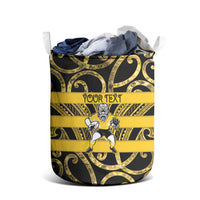 Taranaki Custom Rugby New Zealand Laundry Basket Aotearoa Maori Pukana Tiki Mascot