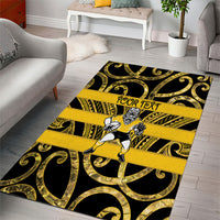 Taranaki Custom Rugby New Zealand Area Rug Aotearoa Maori Pukana Tiki Mascot