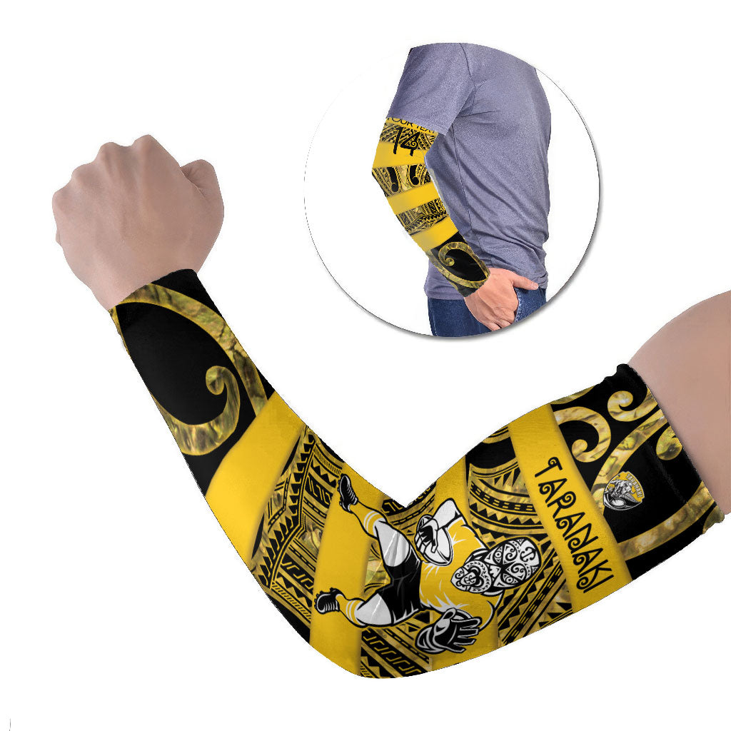 Taranaki Custom Rugby New Zealand Arm Sleeves Aotearoa Maori Pukana Tiki Mascot