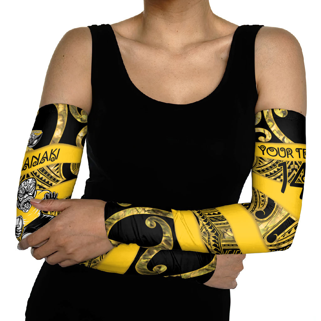 Taranaki Custom Rugby New Zealand Arm Sleeves Aotearoa Maori Pukana Tiki Mascot